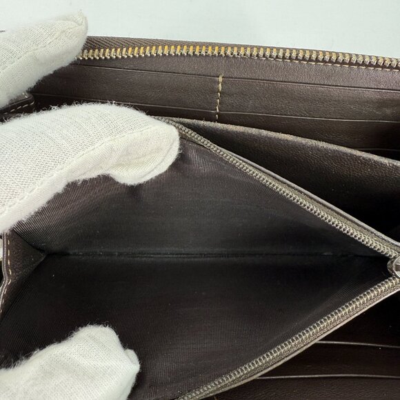 Gucci Monogram Zip Around Sherry Line Bow Accent Wallet - Picture 3 of 8